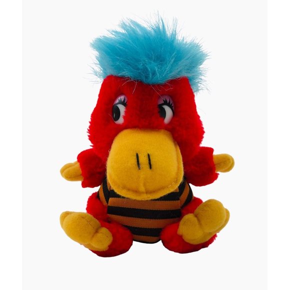Cloud 9 Red Bird Blue Hair Soft Stuffed Animal Plush Toy Pet Striped Shirt - Picture 4 of 10